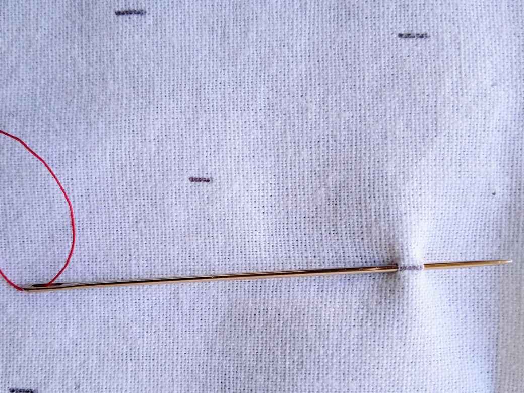 How to sew anchor stitch step one