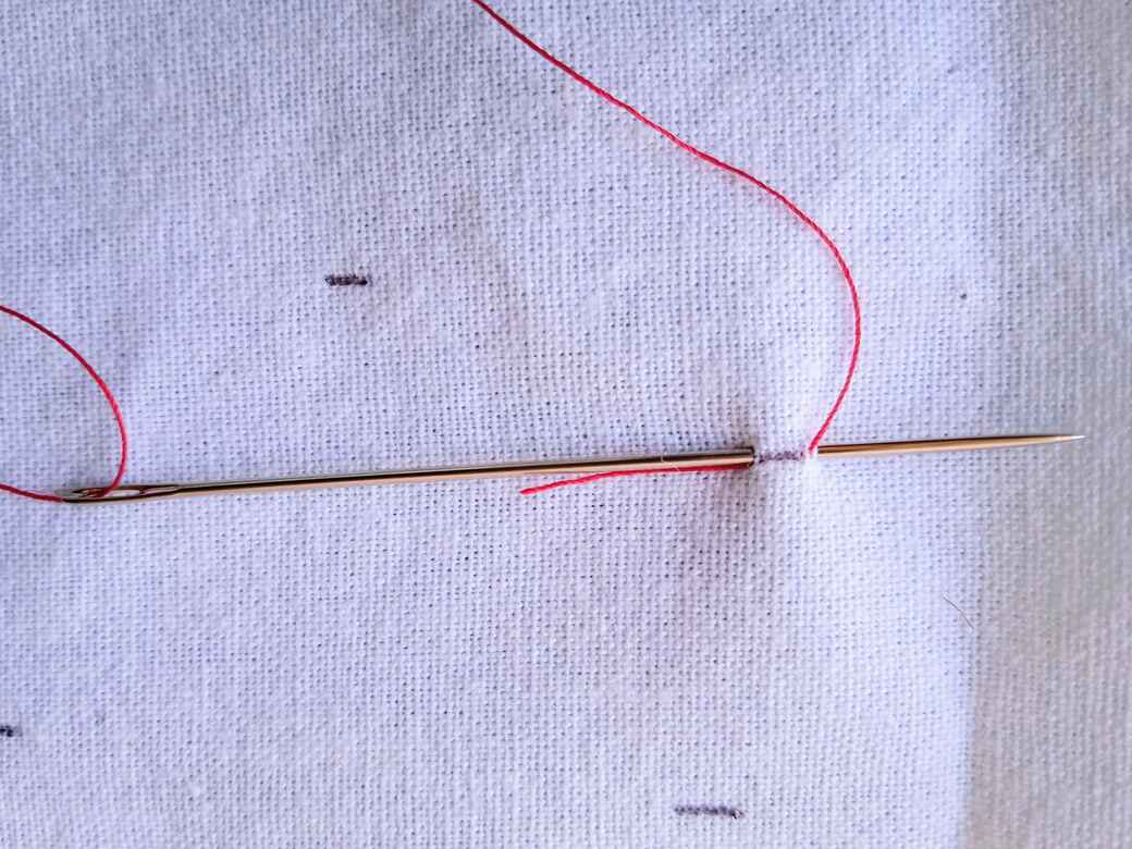 How to sew anchor stitch step two