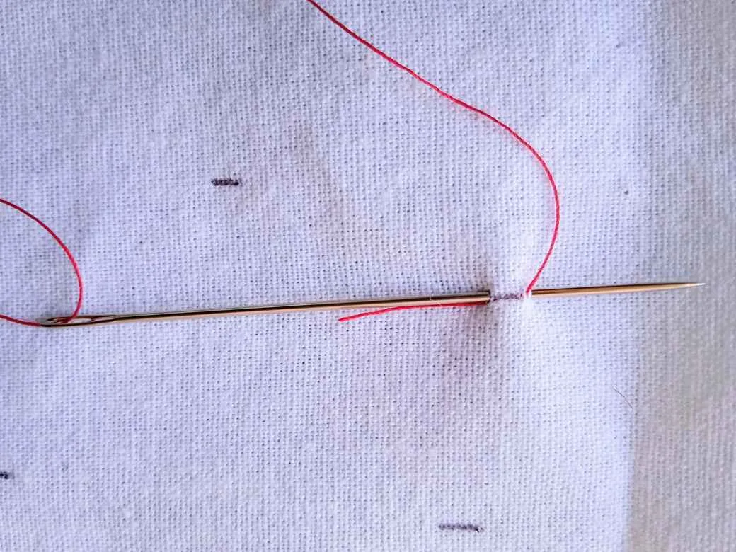How to sew anchor stitch step two