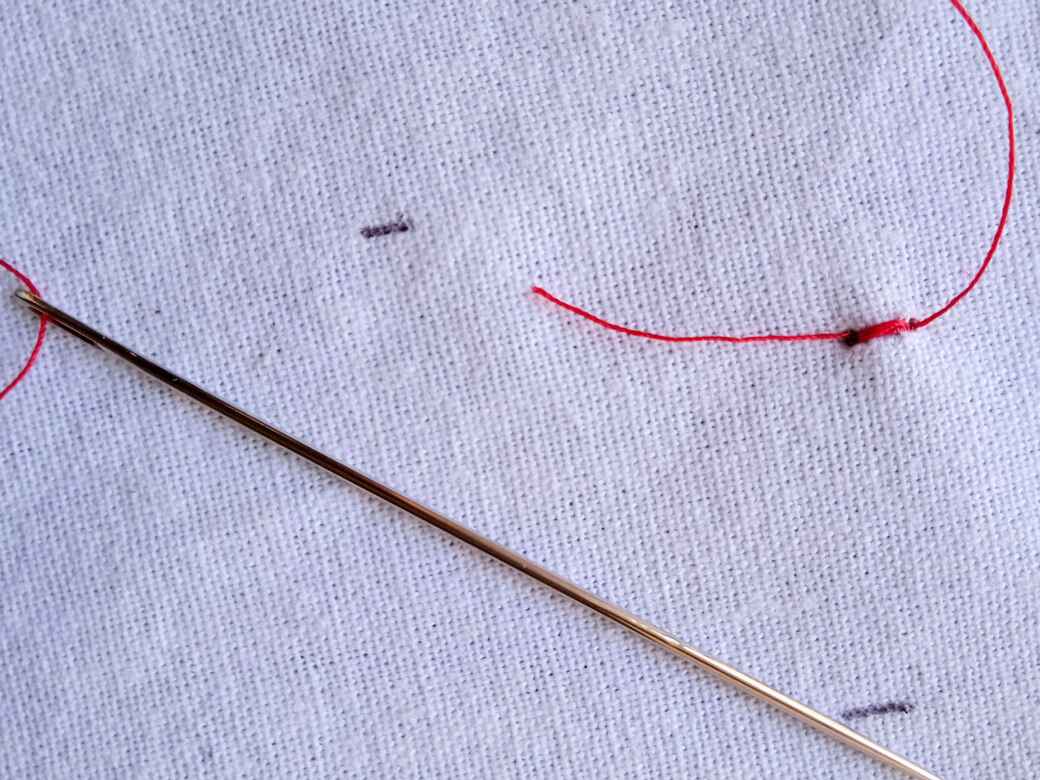 How to sew anchor stitch step three