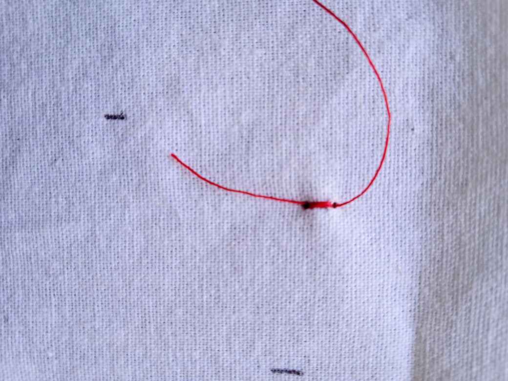 How to sew anchor stitch step four