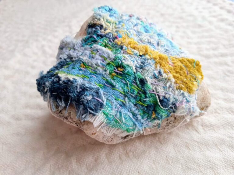 Moss covered rock, textiles project