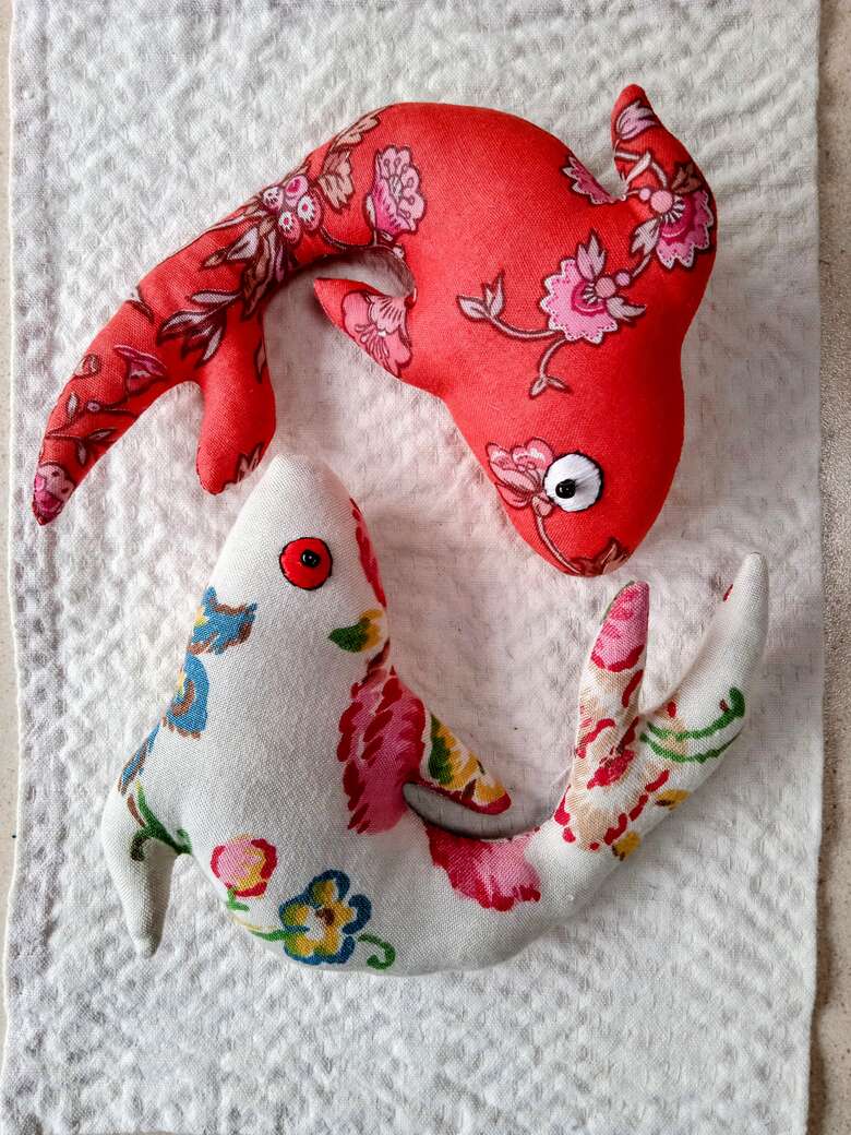 Fishy doll, wall hanging yin-yang koi fish.