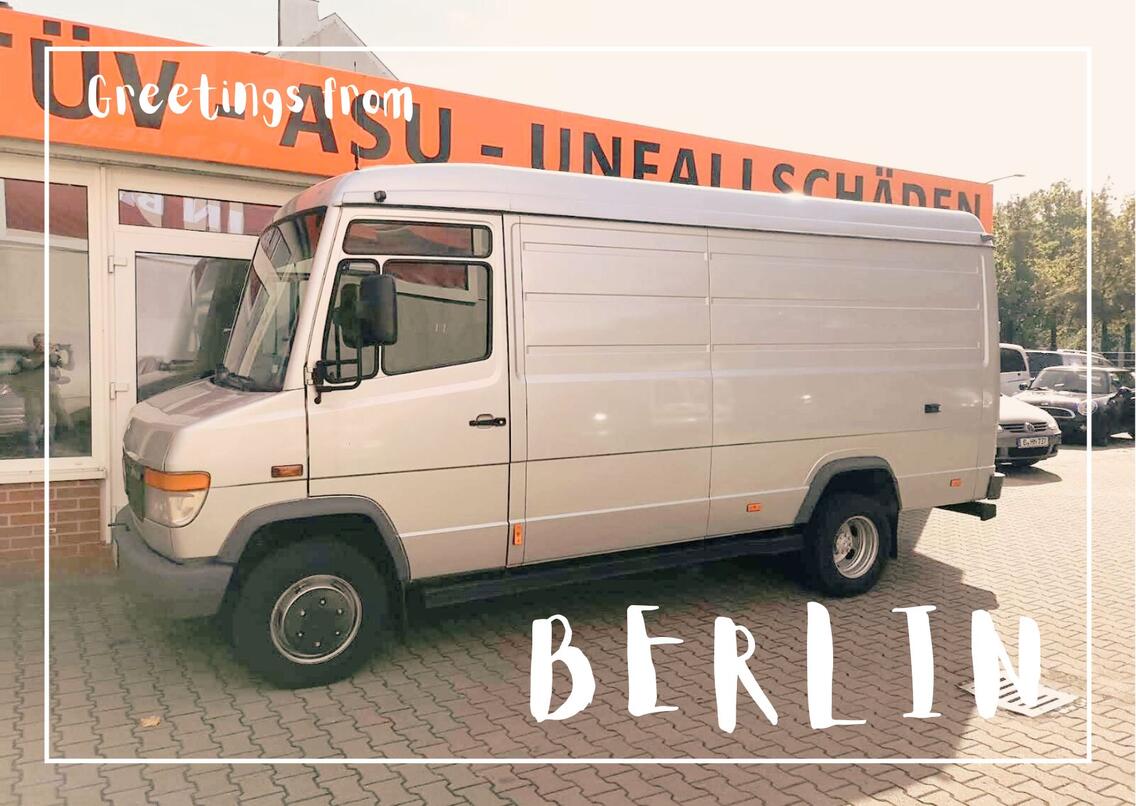 Greeting from Berlin postcard, Mercedes Vario