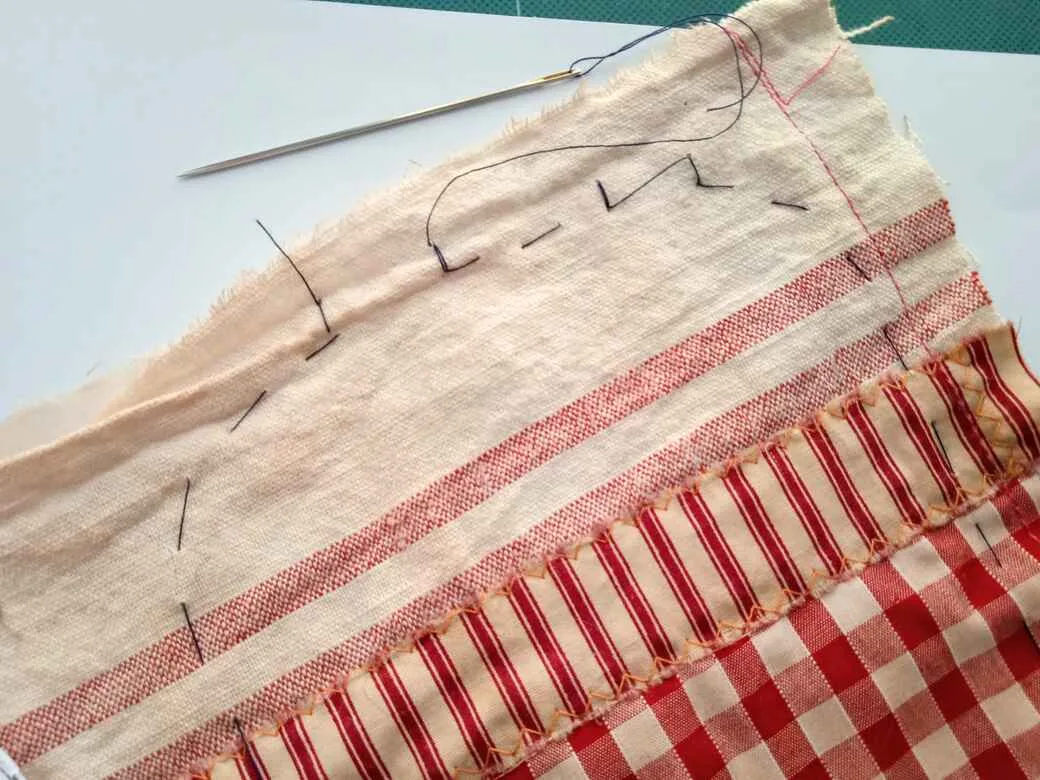 Mark sewing line with running stitch.