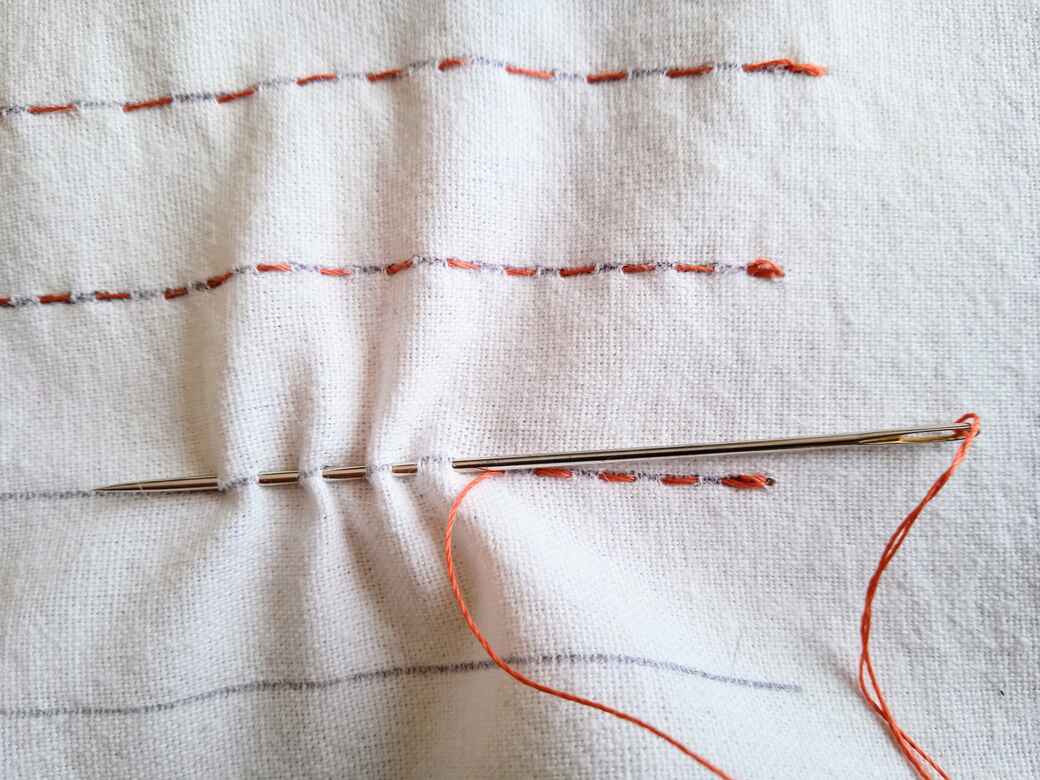 Learn to sew running stitch, one stitch at a time.
