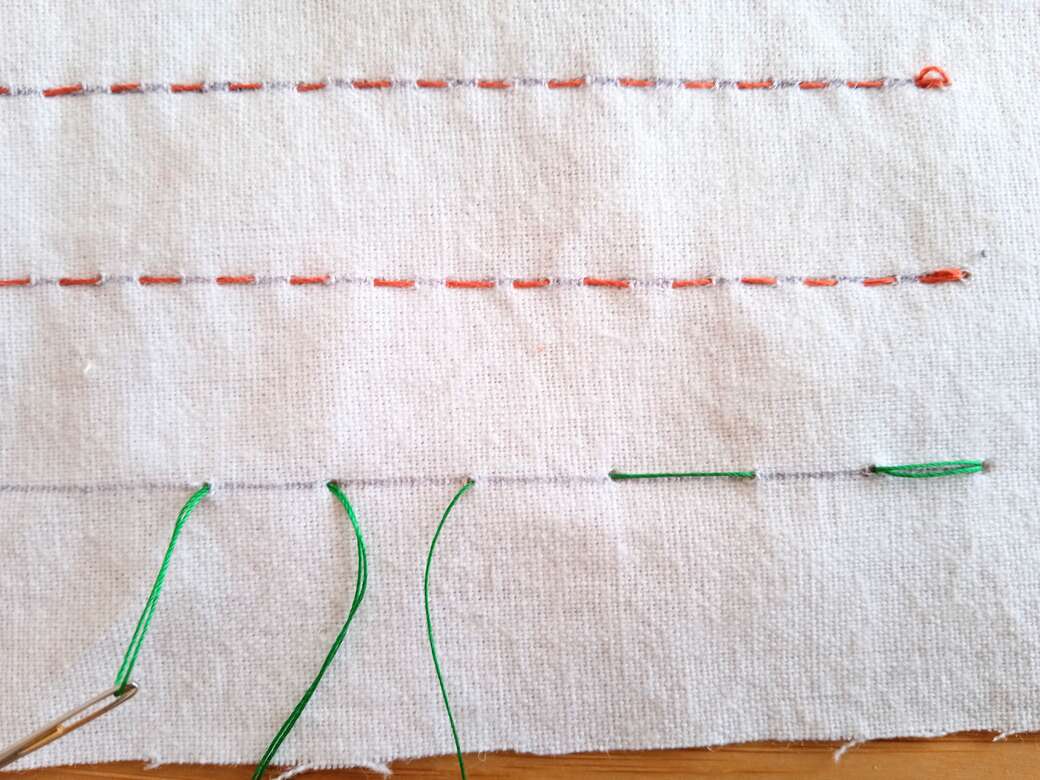 Running stitch practise.