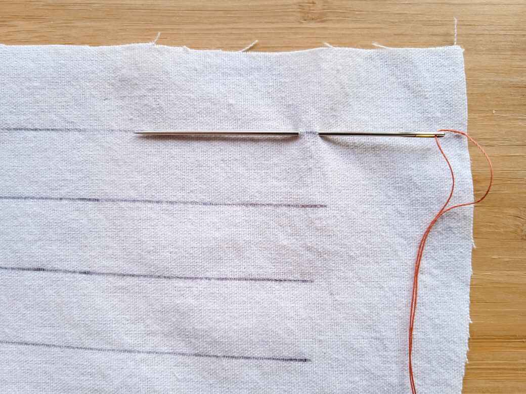 Learn to sew, running stitch step 2: anchor the thread.
