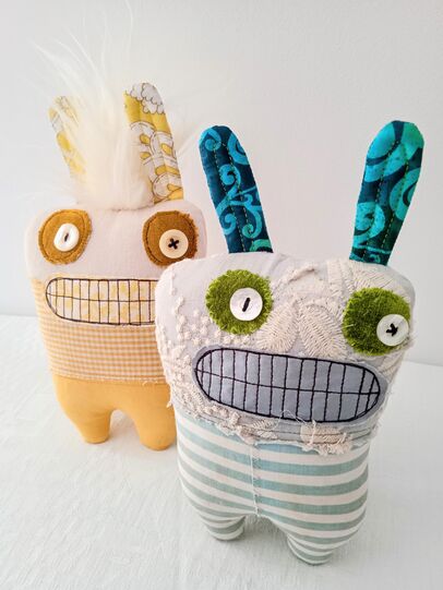 Recycled fabric Monster Dolls