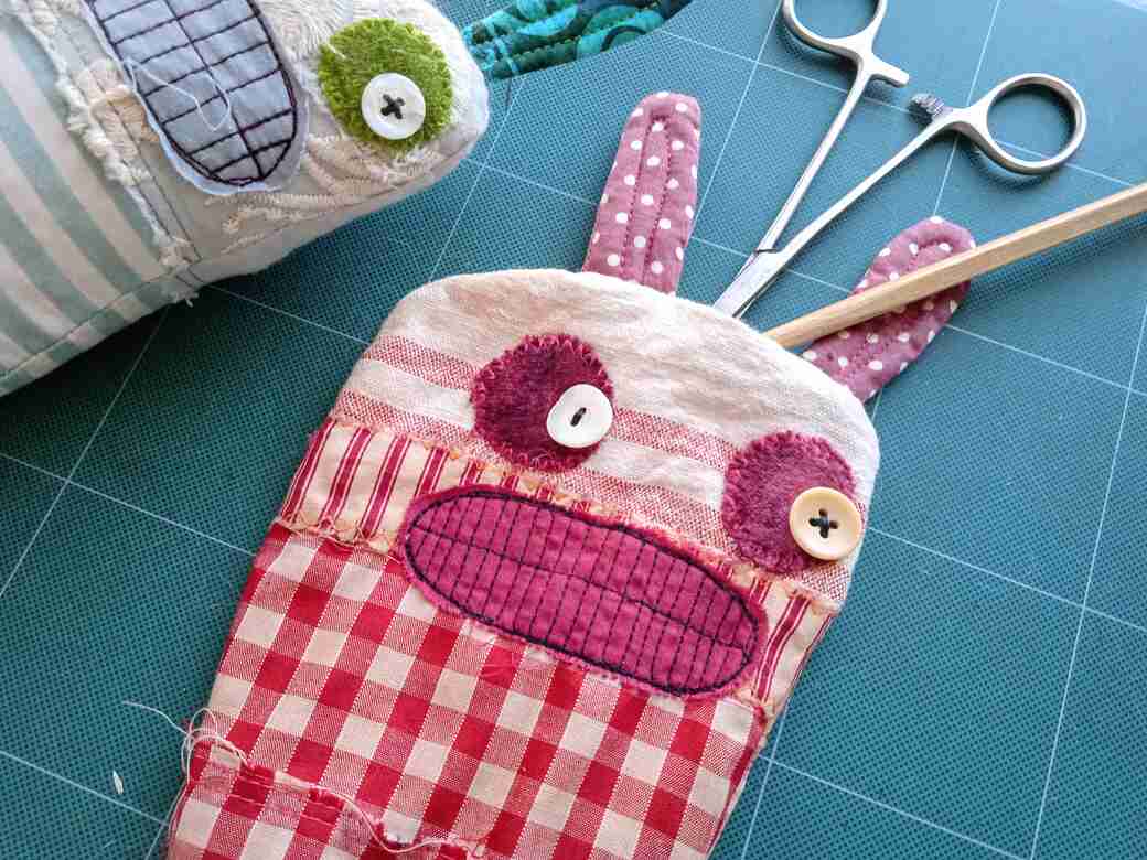 Turn your creepy cute monster right sides out after sewing.