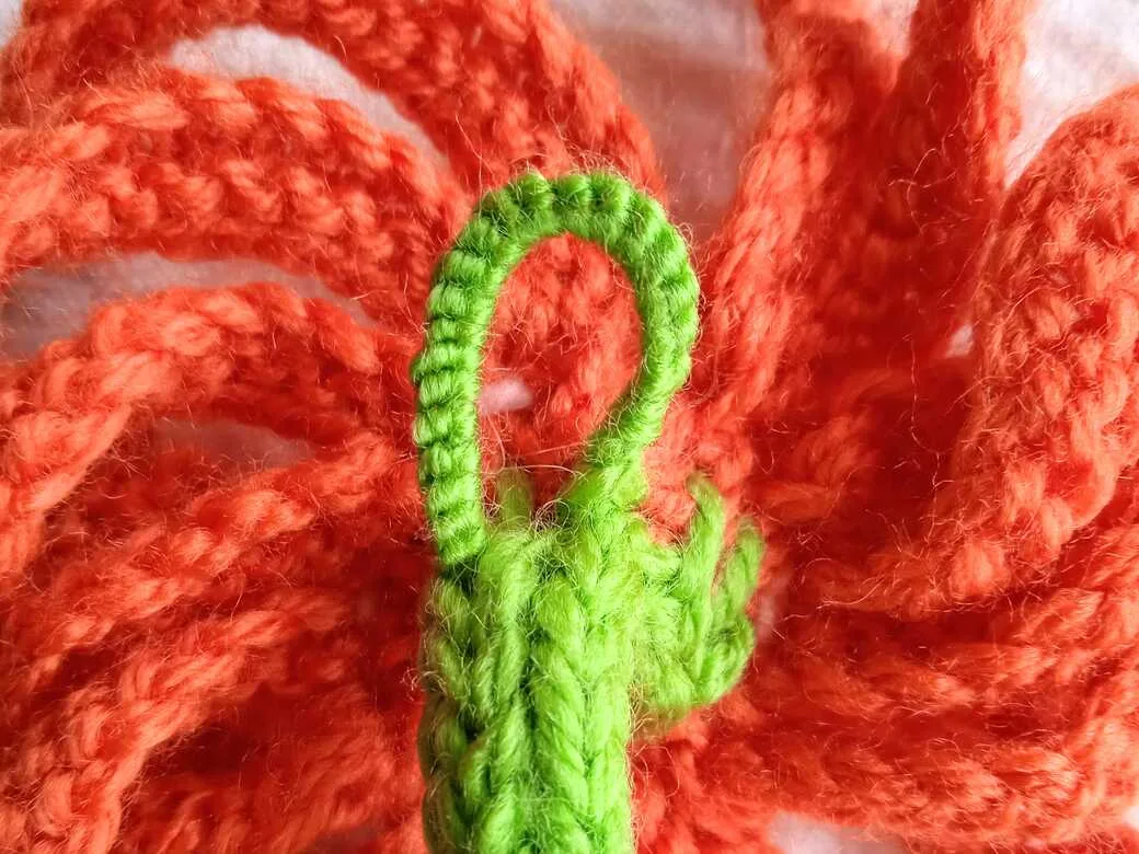 Wall Flowers, knitted flower, hanging loop.